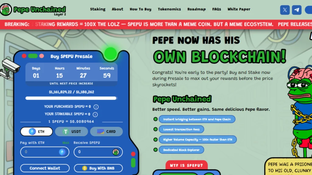 Pepe Unchained Best Crypto Under $1